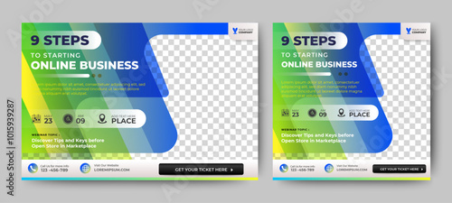 Live webinar online business conference web banner and social media cover template design