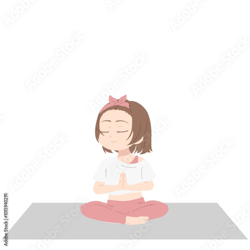 Girl Yoga Pose Illustration