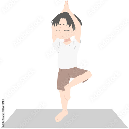 Boy Yoga Pose Illustration
