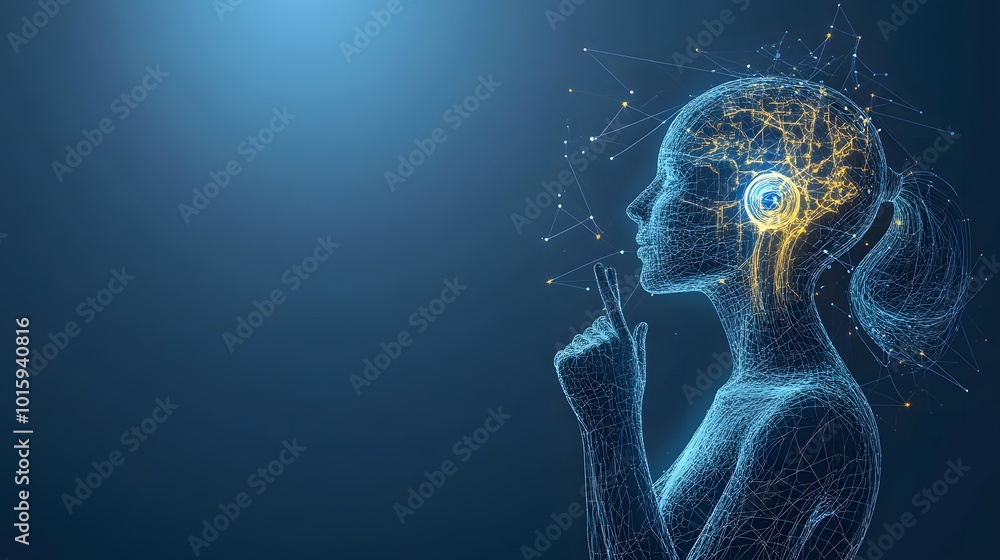 Naklejka premium Artificial Intelligence Human Brain Network Technology Concept
