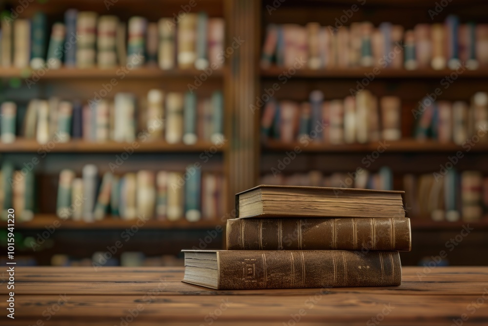 Books on desk in library back to school concept. Books on desk in library back to school concept.