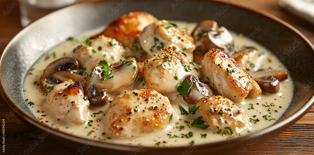 French dish called Chicken with Morels and Cream
French dish called Chicken with Morels and Cream