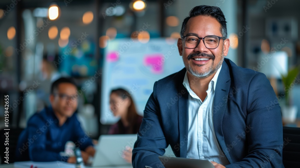 Professional Latino Businessman in Stylish Office Space Professional Latino Businessman in Stylish Office Space