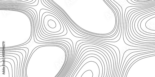 Landscape geodesy topographic map lines abstract blank detailed contour map black and white background topographic cartography, black on white contours topography stylized height of the lines map.