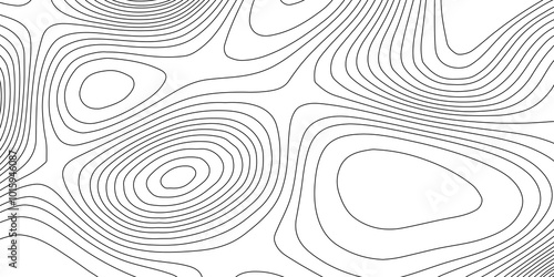 Landscape geodesy topographic map lines abstract blank detailed contour map black and white background topographic cartography, black on white contours topography stylized height of the lines map.
