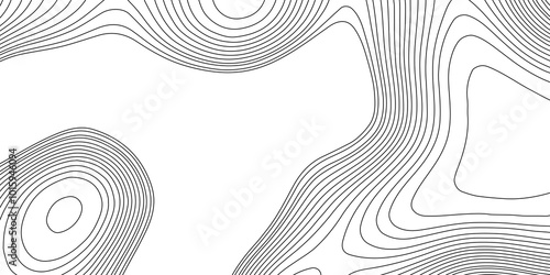 Landscape geodesy topographic map lines abstract blank detailed contour map black and white background topographic cartography, black on white contours topography stylized height of the lines map.