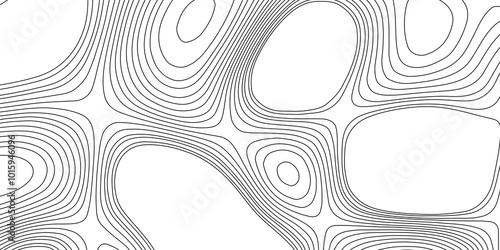 Landscape geodesy topographic map lines abstract blank detailed contour map black and white background topographic cartography, black on white contours topography stylized height of the lines map.
