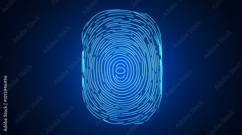 Abstract Fingerprint Pattern in Blue Neon Light Abstract Fingerprint Pattern in Blue Neon Light