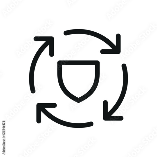 Comprehensive insurance isolated icon, shield with circle arrows vector symbol with editable stroke