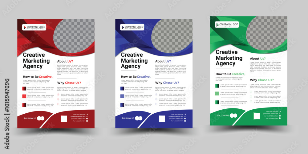 Corporate business flyer templet design modern red blue green color creative vector illustration concept element Corporate business flyer templet design modern red blue green color creative vector illustration concept element