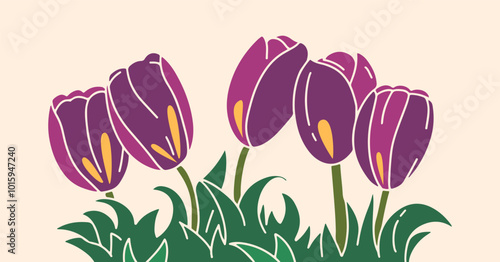 tulips blooming flower background concept