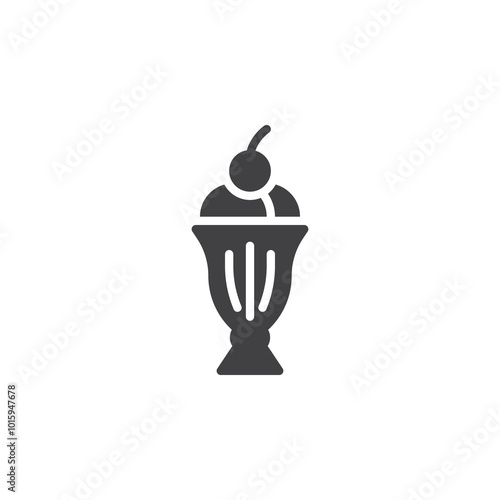 Ice cream sundae with cheery vector icon