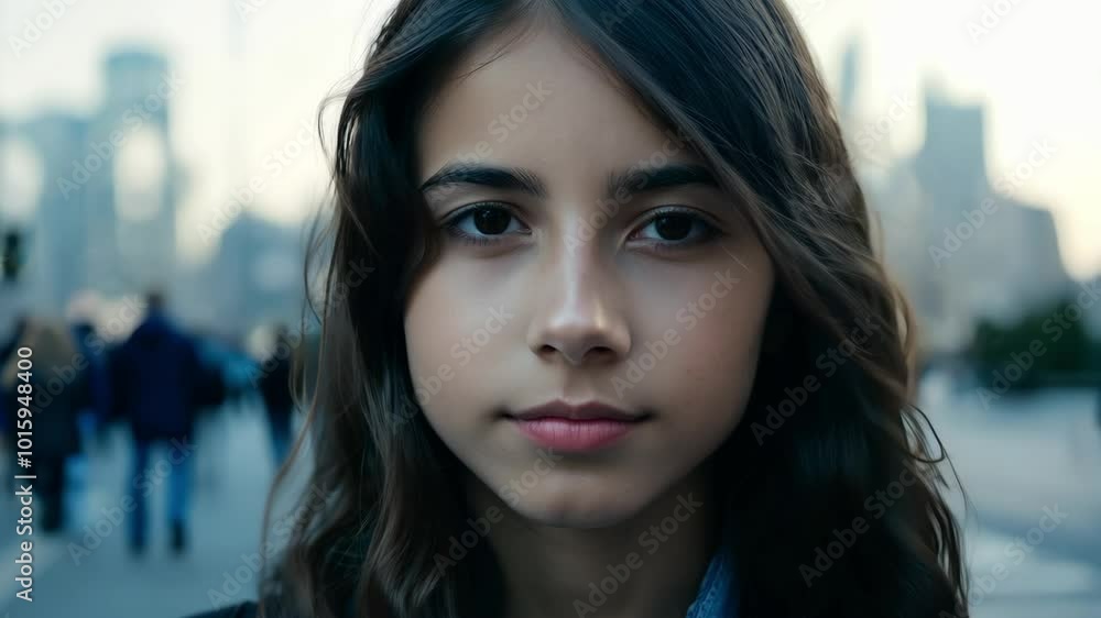 Portrait of thoughtful young girl in urban setting Portrait of thoughtful young girl in urban setting