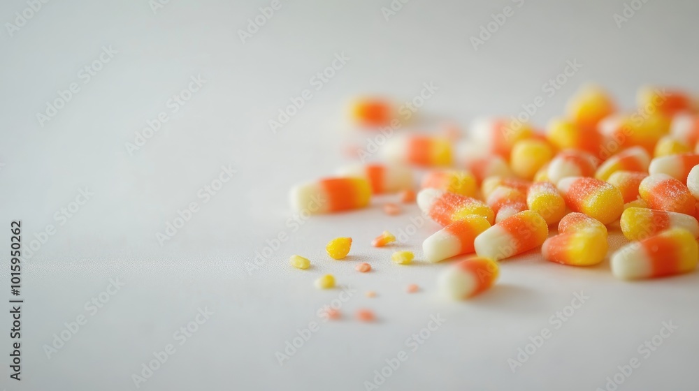Sweet candy corns on a light background closeup Sweet candy corns on a light background closeup