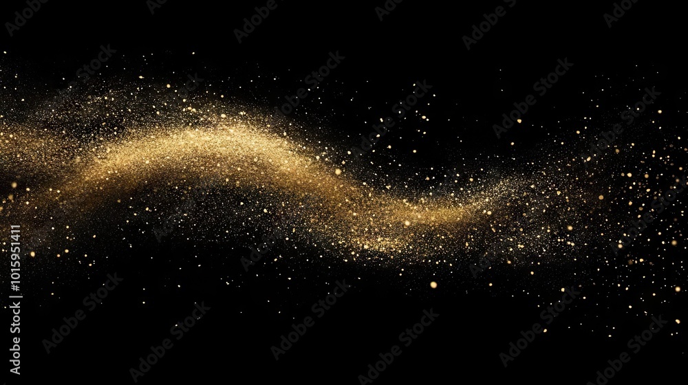 Shimmering gold glitter dust cascading over a black background, creating a luxurious and magical effect, perfect for festive or elegant designs. Shimmering gold glitter dust cascading over a black background, creating a luxurious and magical effect, perfect for festive or elegant designs.