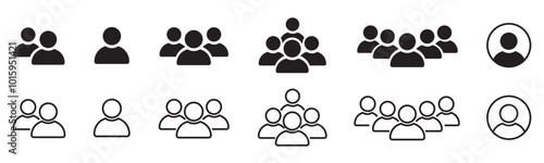 People icon set in trendy flat style.