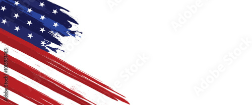 painted us flag. hand drawn american flag. transparent png and vector illustration.