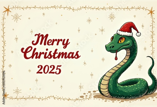 green snake as a symbol of the new year 2025, ai generated