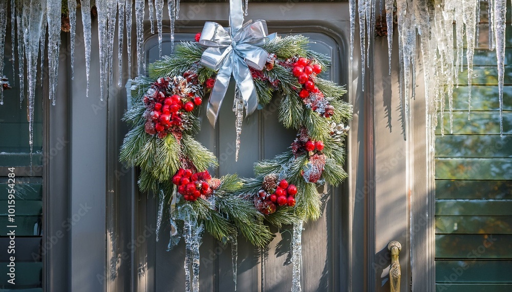Icicles Dripping from a Christmas Wreath Icicles Dripping from a Christmas Wreath