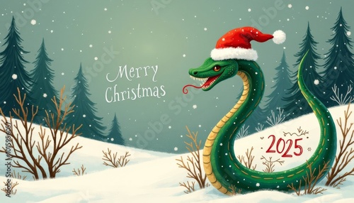 green snake as a symbol of the new year 2025, ai generated