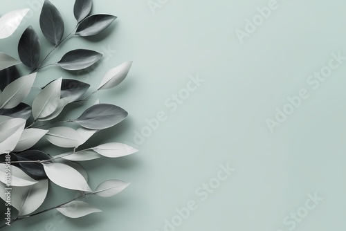 Elegant Olive Leaves on Solid Background
