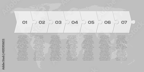 Seven piece line infographic jigsaw puzzle process