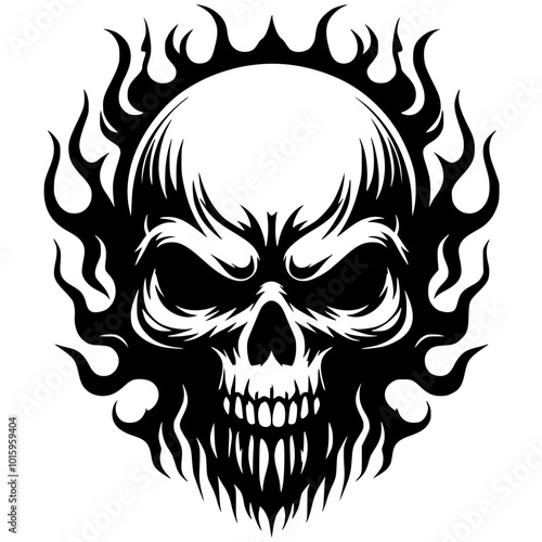 Heavy metal skull t-shirt design silhouette
