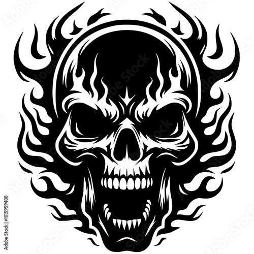 Heavy metal skull t-shirt design silhouette