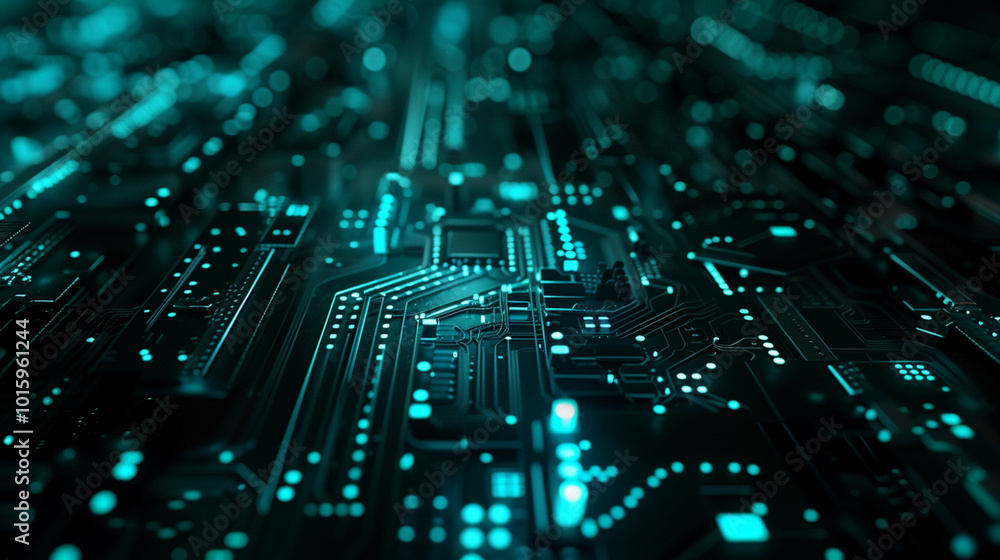 A computer chip is shown in a blue color A computer chip is shown in a blue color