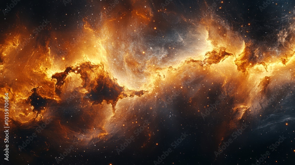 Fototapeta premium Mesmerizing cosmic nebula wallpaper showcasing a rhythmic dance of nebulae in deep space, featuring swirling motions and vivid colors for a captivating and immersive astronomical visual experience.