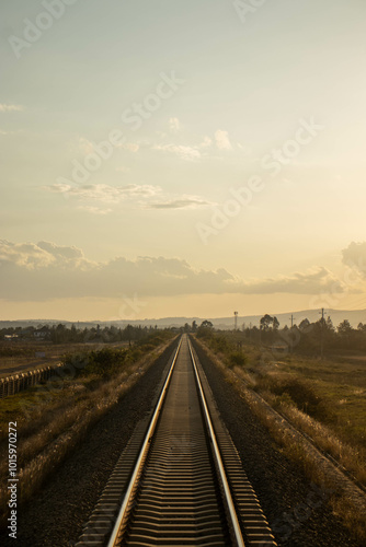 Fényképezés A view of a railway line passing through the countryside.