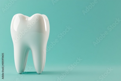 Minimalist 3D Molar Tooth on Soft Light Background for Medical Education and Dental Healthcare