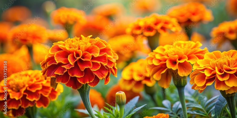 Beautiful close-up of orange-yellow marigolds in a garden setting, bright, colorful, flowers, garden, nature Beautiful close-up of orange-yellow marigolds in a garden setting, bright, colorful, flowers, garden, nature