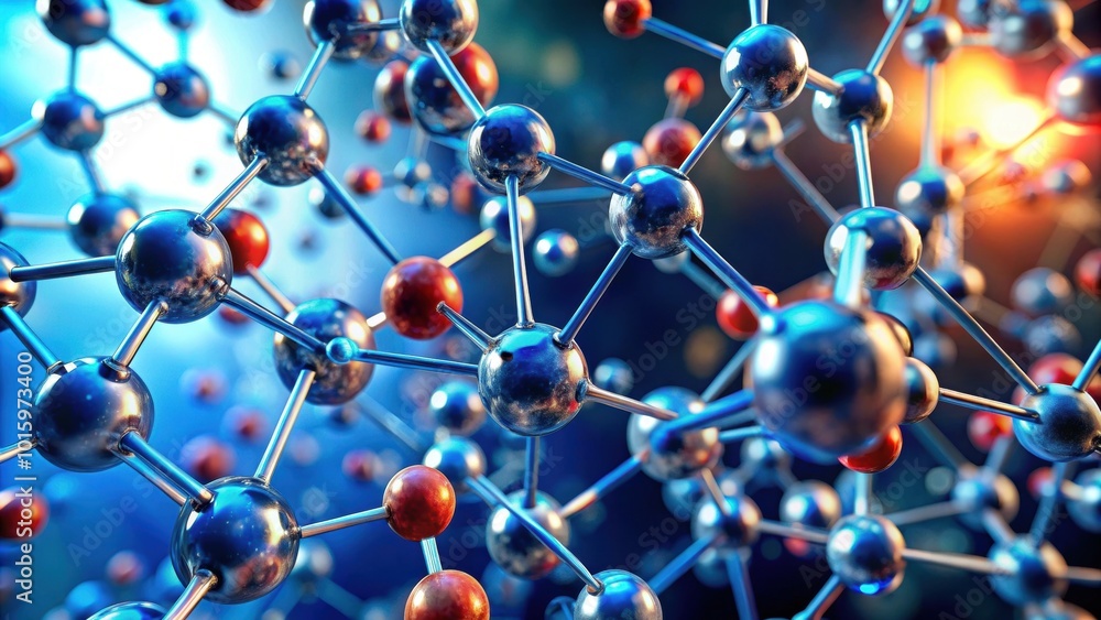 Close up of a complex molecule structure with multiple atoms, molecule, atoms, close up, chemistry, science, scientific Close up of a complex molecule structure with multiple atoms, molecule, atoms, close up, chemistry, science, scientific
