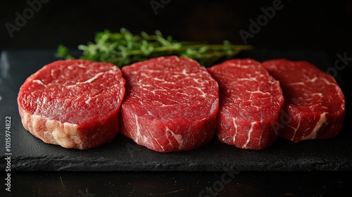 Raw beef steaks