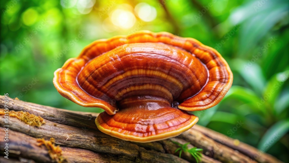 Close-up of Lingzhi Ganoderma Lucidum Mushroom, a traditional Chinese medicine herbal remedy Close-up of Lingzhi Ganoderma Lucidum Mushroom, a traditional Chinese medicine herbal remedy
