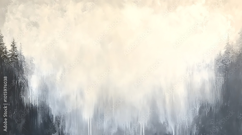 Abstract painting of a misty forest with soft light. Abstract painting of a misty forest with soft light.