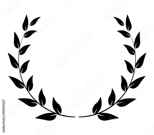 Laurel wreath, Black circular laurel olive branches greek wreath vector illustration, A winner award of olive, victory symbol, achievement heraldry symbol isolated on white background