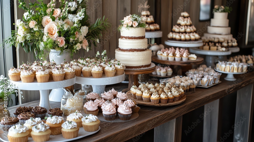 Naklejka premium Delicious dessert display, white isolate background