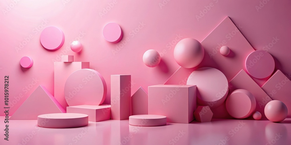 Abstract render of pink shapes on gradient background with dark pink and orange elements, minimalist, geometric, vibrant Abstract render of pink shapes on gradient background with dark pink and orange elements, minimalist, geometric, vibrant