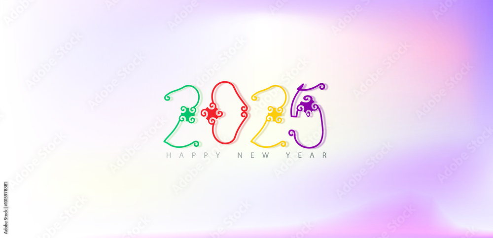 Festive background featuring colorful confetti and Happy New Year 2025 text in a joyful design Festive background featuring colorful confetti and Happy New Year 2025 text in a joyful design