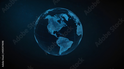 Hologram of earth against dark background 