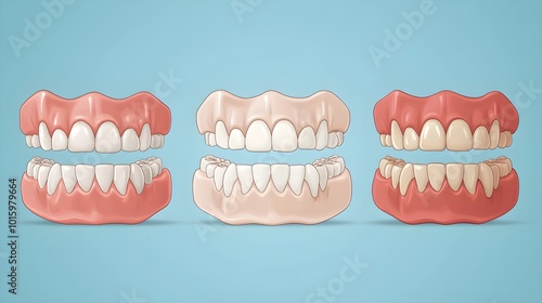 Monthly progress of teeth alignment with braces, from overcrowded to straight teeth, displayed in a clean, clinical timeline, Medical Illustration, Minimalist Style