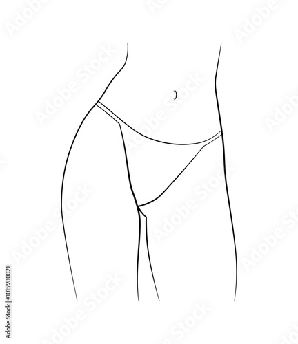 woman panties swimsuit body belly legs hand drawing