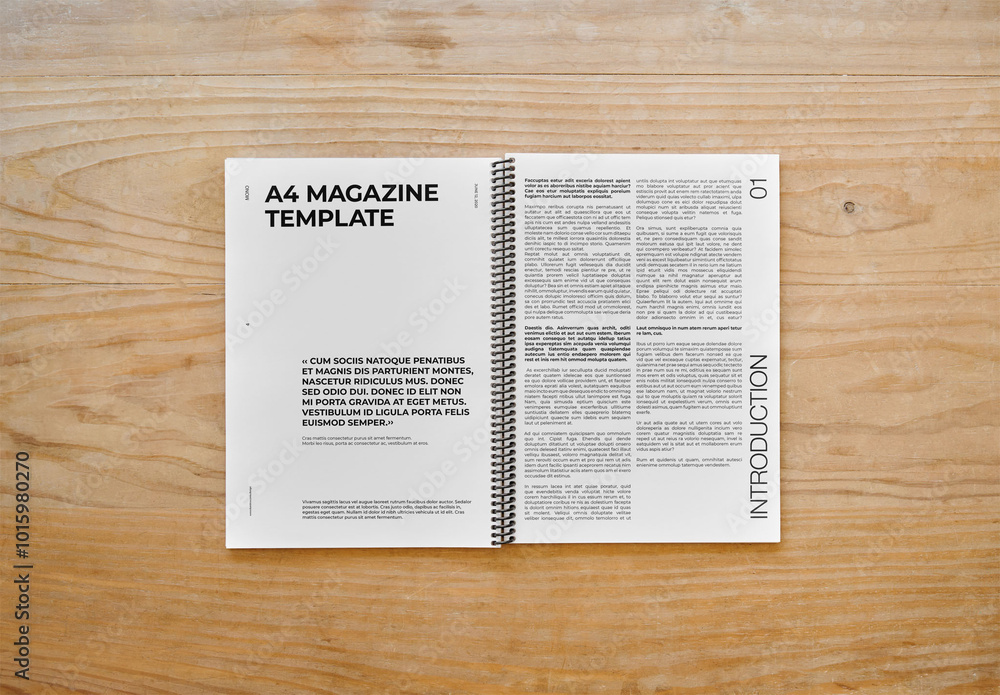 Mockup Of Customized A4 Spiral Bound Magazine, Open Stock Template ...