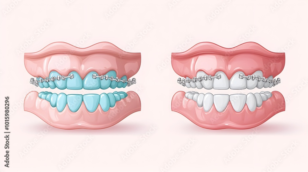Infographic showcasing the benefits of braces, with before-and-after dental alignment images, clear labels for improved bite, straight teeth, and enhanced oral health Infographic showcasing the benefits of braces, with before-and-after dental alignment images, clear labels for improved bite, straight teeth, and enhanced oral health