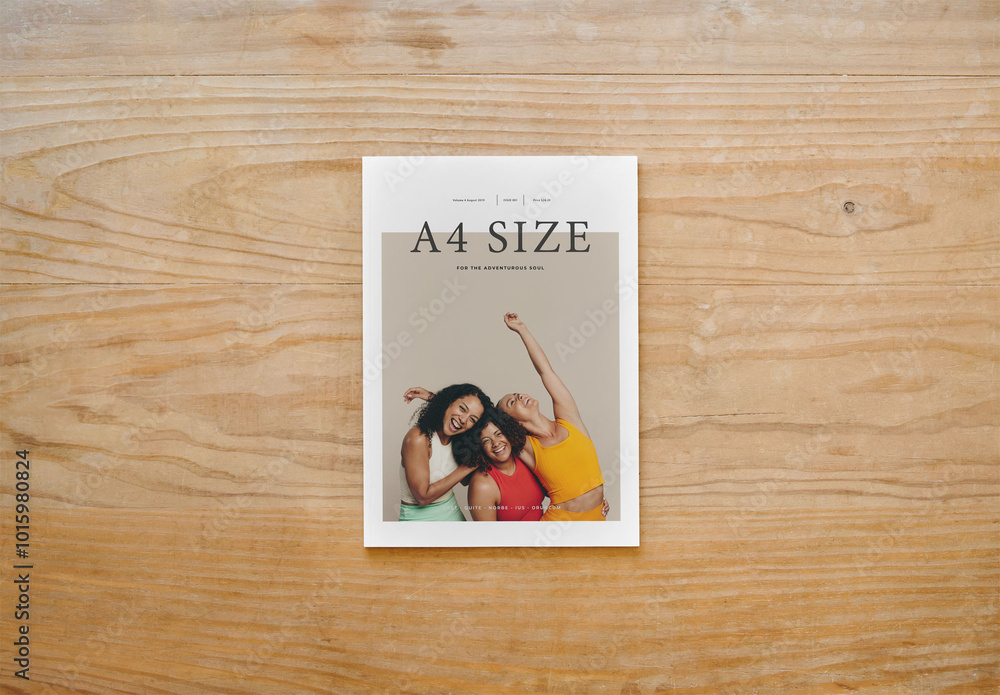 Mockup Of A4 Magazine With Customized Cover Stock Template | Adobe Stock