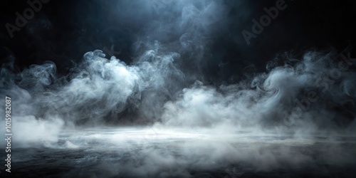 Fog mist swirling in a dark atmosphere , fog, mist, haze, smoke, weather, atmospheric, moody, eerie, dark