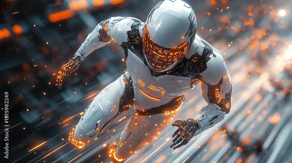 Futuristic Robot Running Futuristic Robot Running