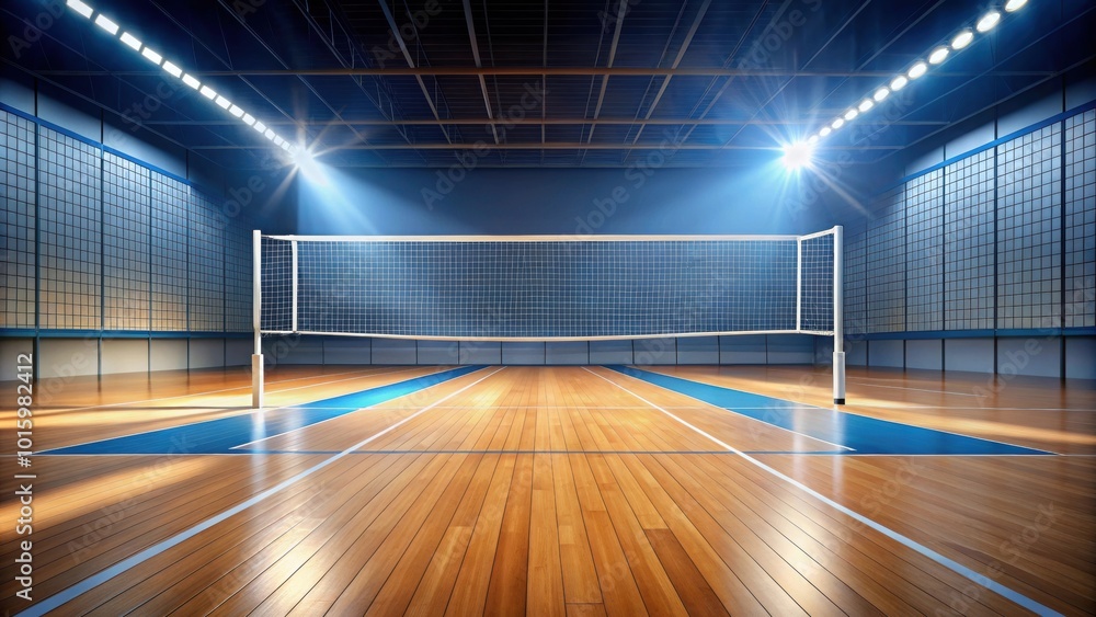 Fototapeta premium Volleyball court with net and boundary lines , sports, competition, outdoor, recreation, teamwork, net, sand, beach, game, match